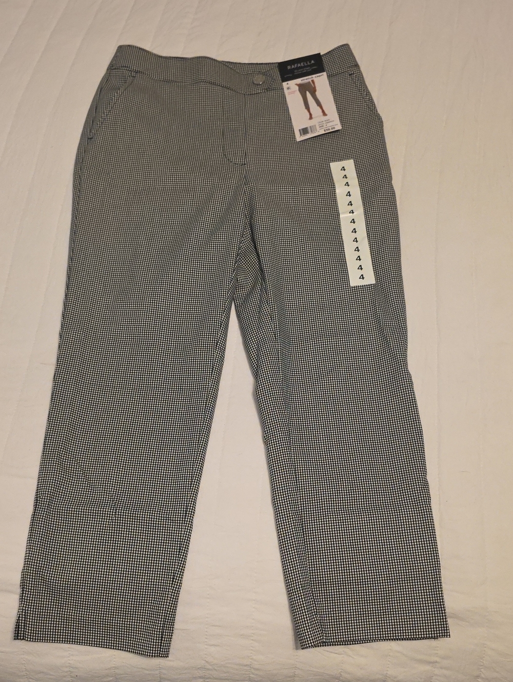 Rafaella Black & White Micro Gingham Straight-Leg Pants
